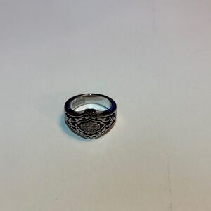 Harley-Davidson Black and Silver Emblem Ring